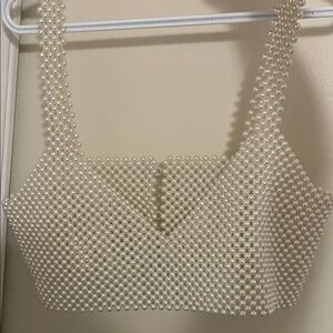 Elegant Pearl Beaded Crop Top
